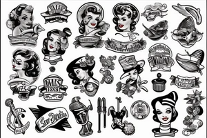 Nautical pin up tattoo idea