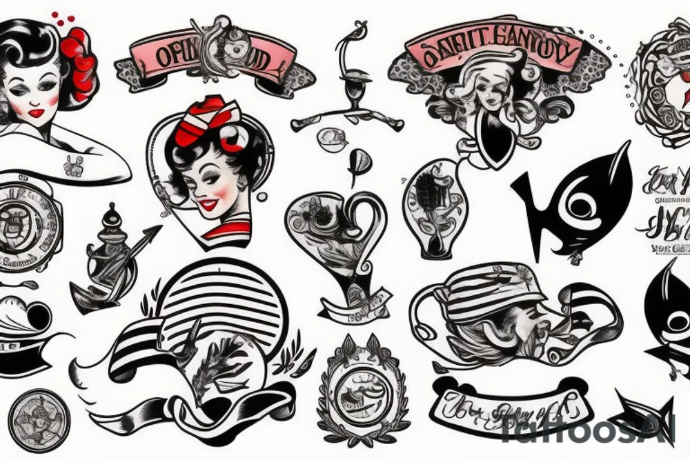 Nautical pin up tattoo idea