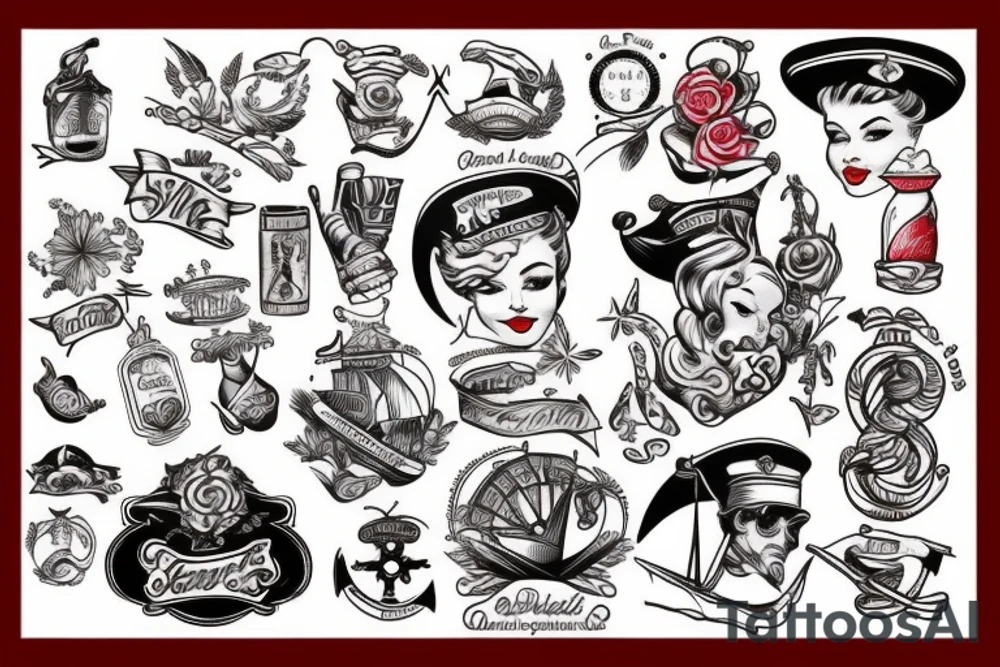 Nautical pin up tattoo idea