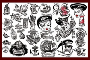 Nautical pin up tattoo idea