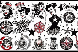 Pin up girl with nautical stars tattoo idea