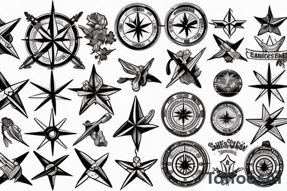 Compass rose and pin-up model tattoo idea