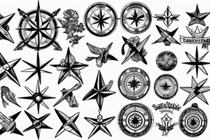 Compass rose and pin-up model tattoo idea