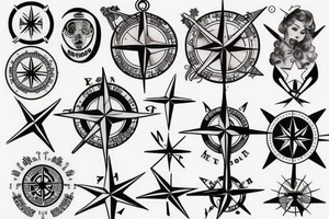 Compass rose and pin-up model tattoo idea