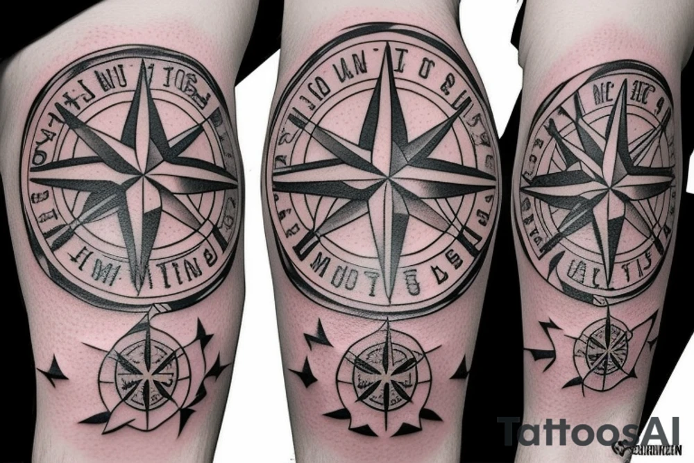 Compass rose and pin-up model tattoo idea