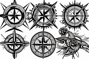 Compass rose and pin-up model tattoo idea