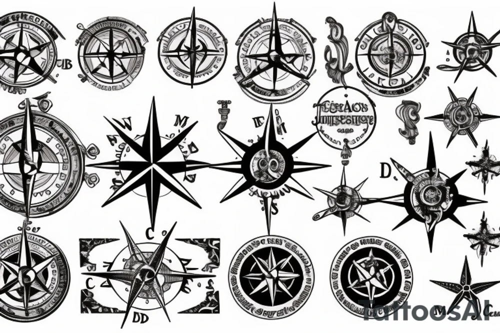Steam punk compass rose tattoo idea