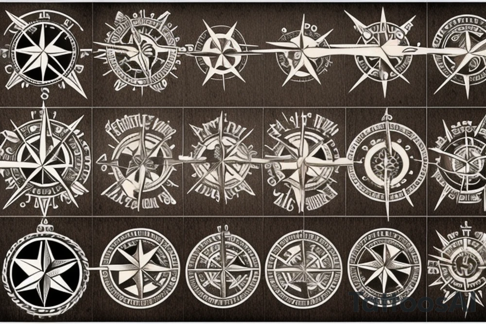 Steam punk compass rose tattoo idea