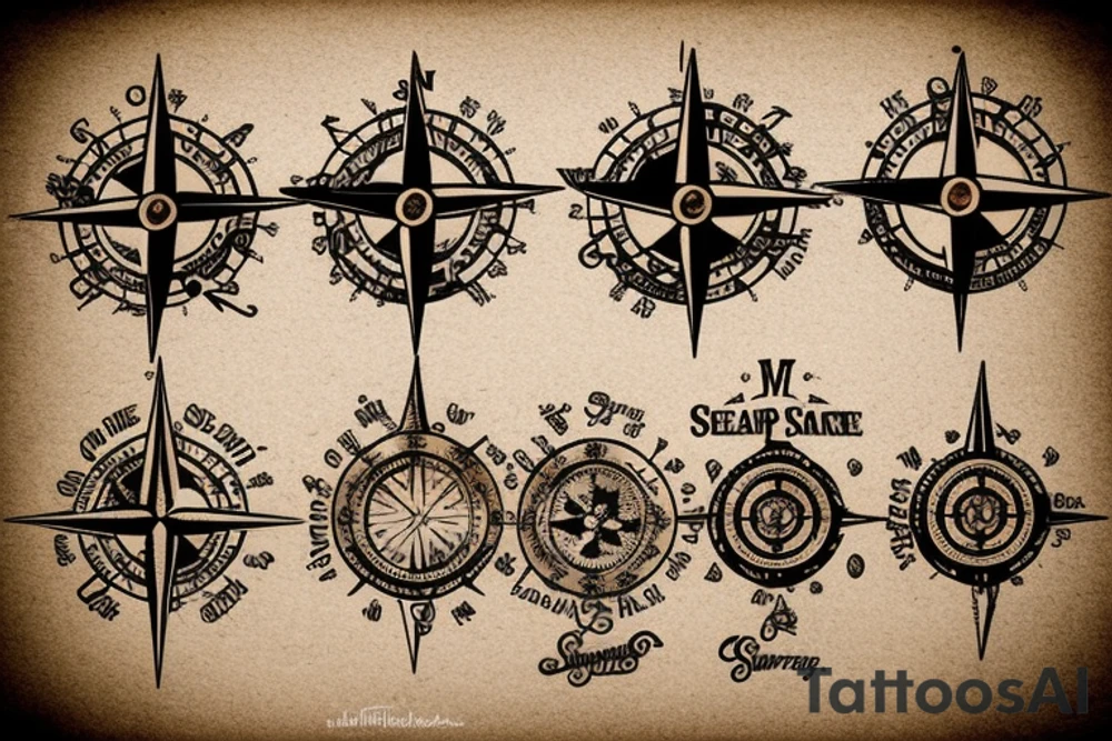 Steam punk compass rose tattoo idea