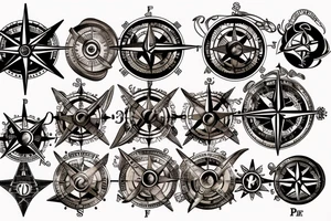 Steam punk compass rose tattoo idea