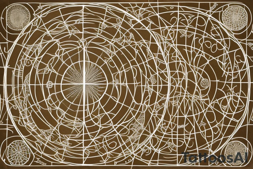 At its core, the framework of the design embraces the profound beauty of the Fibonacci sequence and the Tree of Life, creating a mesmerizing visual representation of growth, balance, and interconnectedness.

Nestled within this intricate framework, the astrology symbol for Cancer, a celestial constellation portraying the Cancer zodiac sign is delicately etched into the framework, incorporate the sequence of angel numbers 222, 333, 444, and 555. the yin yang symbol, derived from ancient Chinese philosophy,  Include this in the design tattoo idea