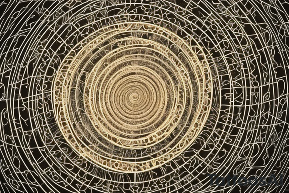 At its core, the framework of the design embraces the profound beauty of the Fibonacci sequence and the Tree of Life, creating a mesmerizing visual representation of growth, balance, and interconnectedness.

Nestled within this intricate framework, the astrology symbol for Cancer, a celestial constellation portraying the Cancer zodiac sign is delicately etched into the framework, incorporate the sequence of angel numbers 222, 333, 444, and 555. the yin yang symbol, derived from ancient Chinese philosophy,  Include this in the design tattoo idea
