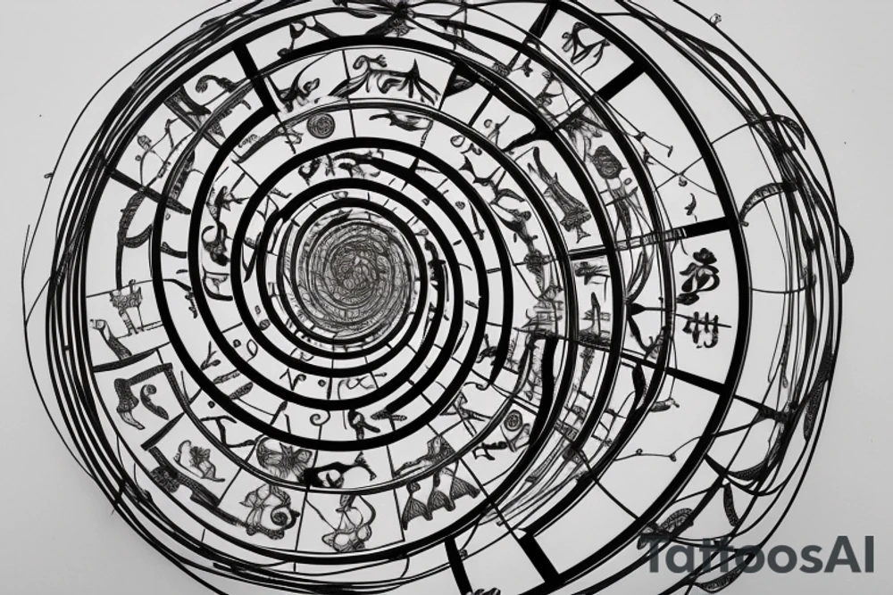 At its core, the framework of the design embraces the profound beauty of the Fibonacci sequence and the Tree of Life, creating a mesmerizing visual representation of growth, balance, and interconnectedness.

Nestled within this intricate framework, the astrology symbol for Cancer, a celestial constellation portraying the Cancer zodiac sign is delicately etched into the framework, incorporate the sequence of angel numbers 222, 333, 444, and 555. the yin yang symbol, derived from ancient Chinese philosophy,  Include this in the design tattoo idea