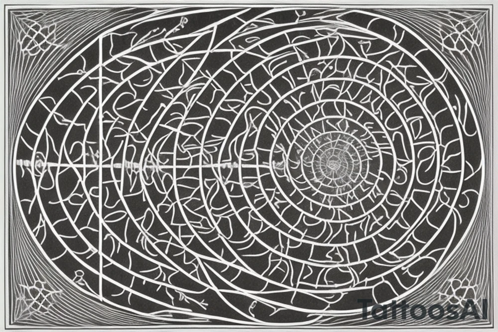 At its core, the framework of the design embraces the profound beauty of the Fibonacci sequence and the Tree of Life, creating a mesmerizing visual representation of growth, balance, and interconnectedness.

Nestled within this intricate framework, the astrology symbol for Cancer, a celestial constellation portraying the Cancer zodiac sign is delicately etched into the framework, incorporate the sequence of angel numbers 222, 333, 444, and 555. the yin yang symbol, derived from ancient Chinese philosophy,  Include this in the design tattoo idea