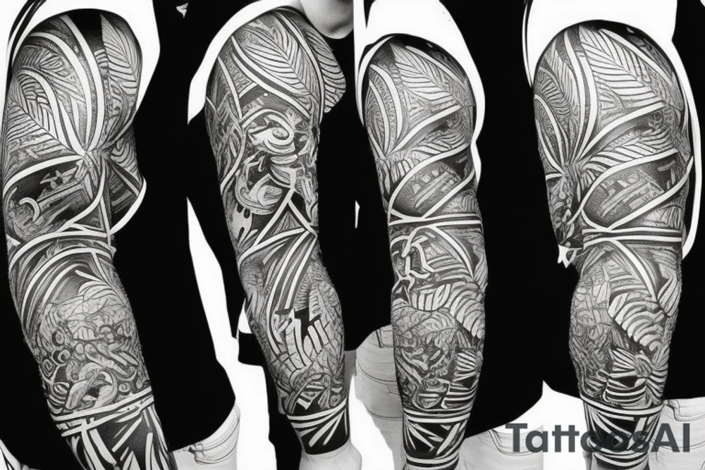 jungle sleeve warrior tattoo idea