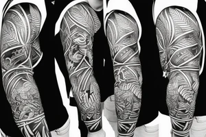 jungle sleeve warrior tattoo idea