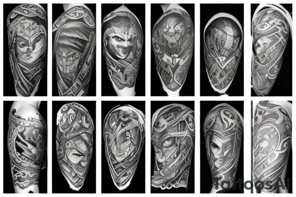 warrior sleeve tattoo idea
