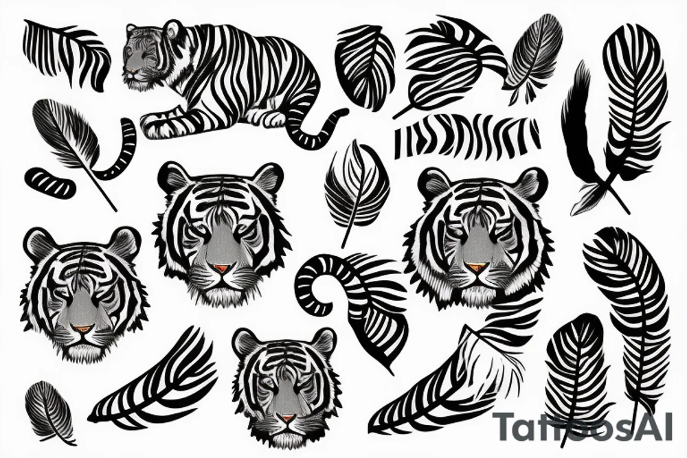 tiger with feather tattoo idea