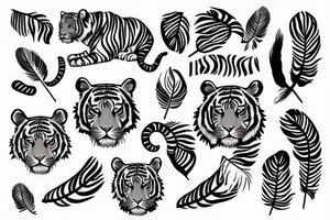 tiger with feather tattoo idea