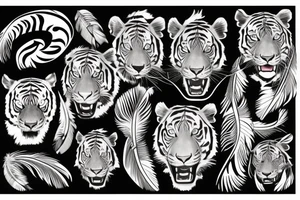 tiger with feather tattoo idea