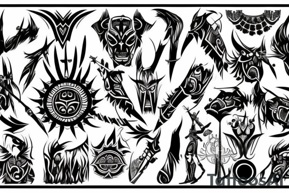 warrior sleeve tattoo idea