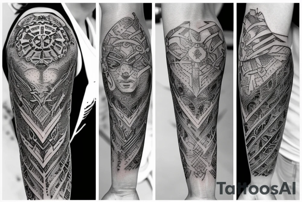 warrior sleeve tattoo idea