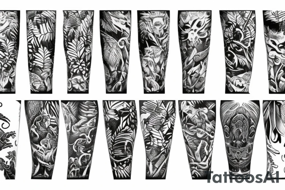 sleeve jungle with arm tattoo idea