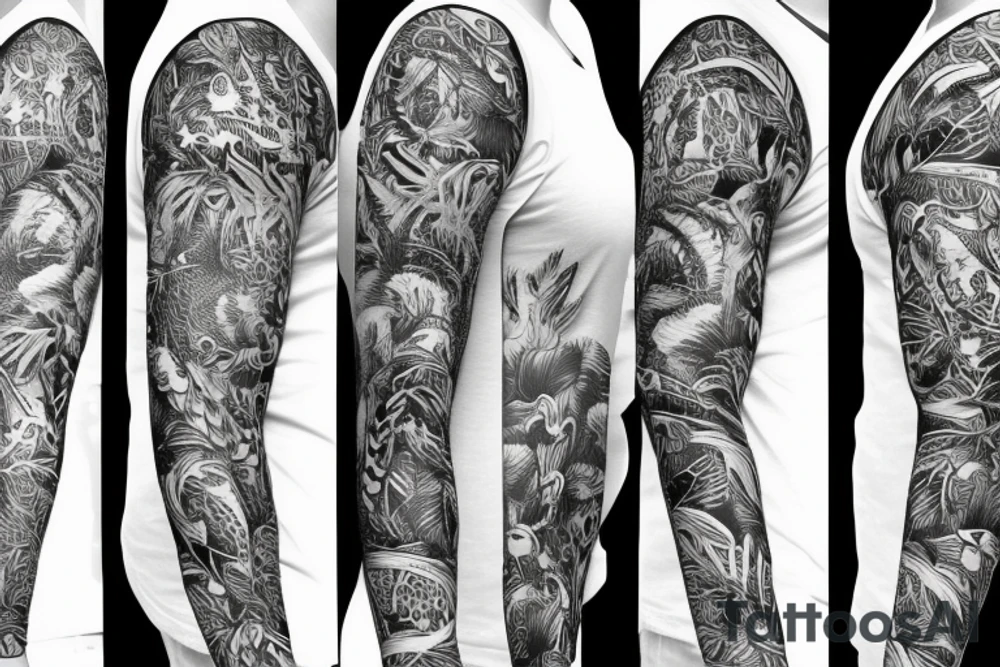 sleeve mighty jungle with arm tattoo idea