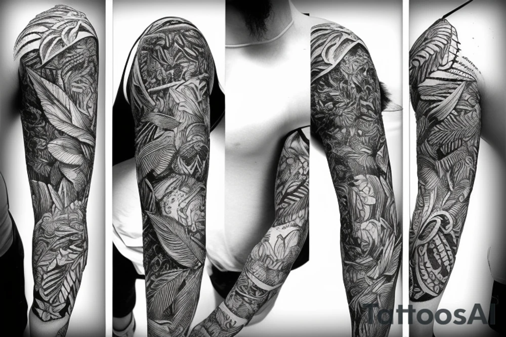 sleeve mighty jungle with arm tattoo idea
