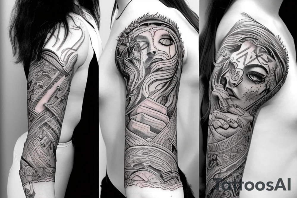 female amazon sleeve tattoo tattoo idea