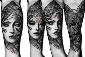 female amazon surrounded by jungle sleeve tattoo tattoo idea