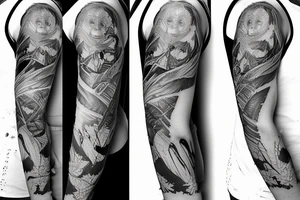 female amazon surrounded by jungle sleeve tattoo tattoo idea