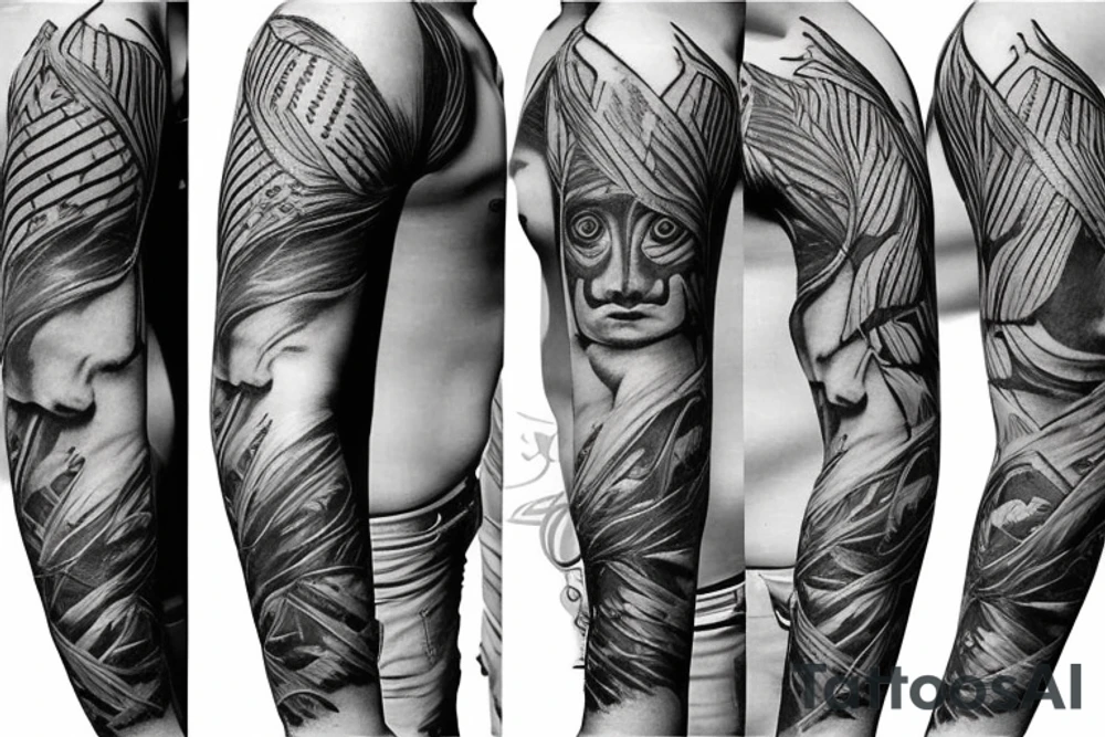 female amazon surrounded by jungle sleeve tattoo tattoo idea