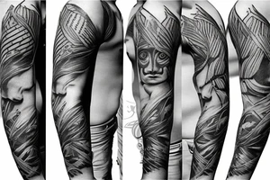female amazon surrounded by jungle sleeve tattoo tattoo idea