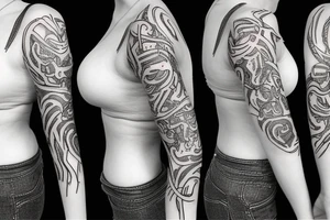 female amazon jungle sleeve tattoo tattoo idea