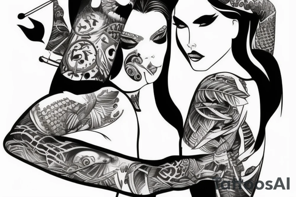 female amazonqueen  jungle sleeve tattoo tattoo idea