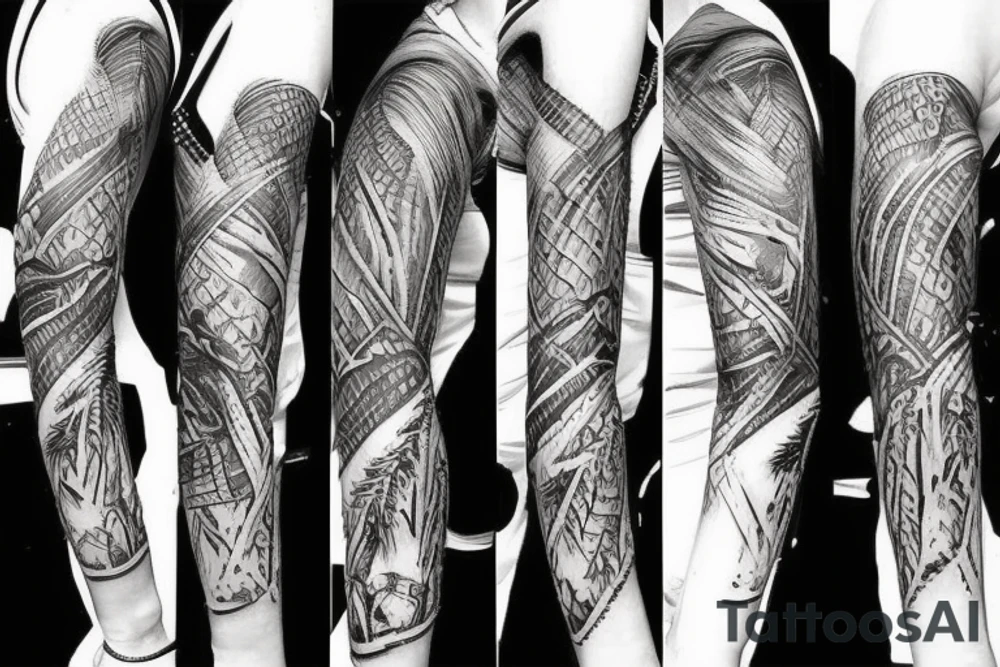 female amazon queen  jungle sleeve tattoo tattoo idea