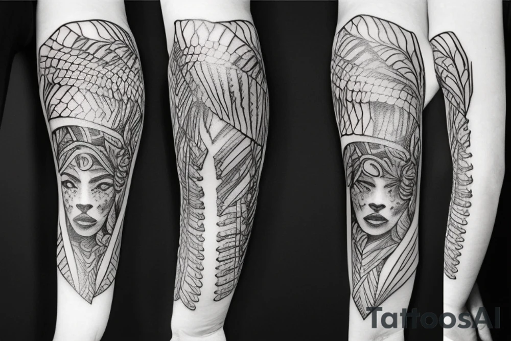 female amazon queen  jungle sleeve tattoo tattoo idea