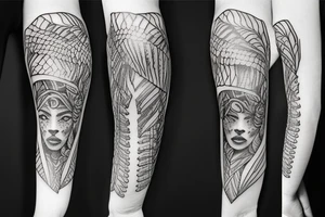 female amazon queen  jungle sleeve tattoo tattoo idea