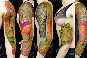 female amazon queen  jungle sleeve tattoo tattoo idea