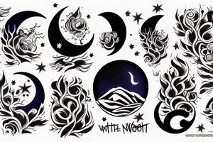 wood in the night with moon sleeve tattoo tattoo idea