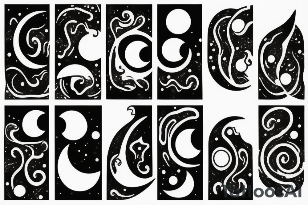wood in the night with moon sleeve tattoo tattoo idea