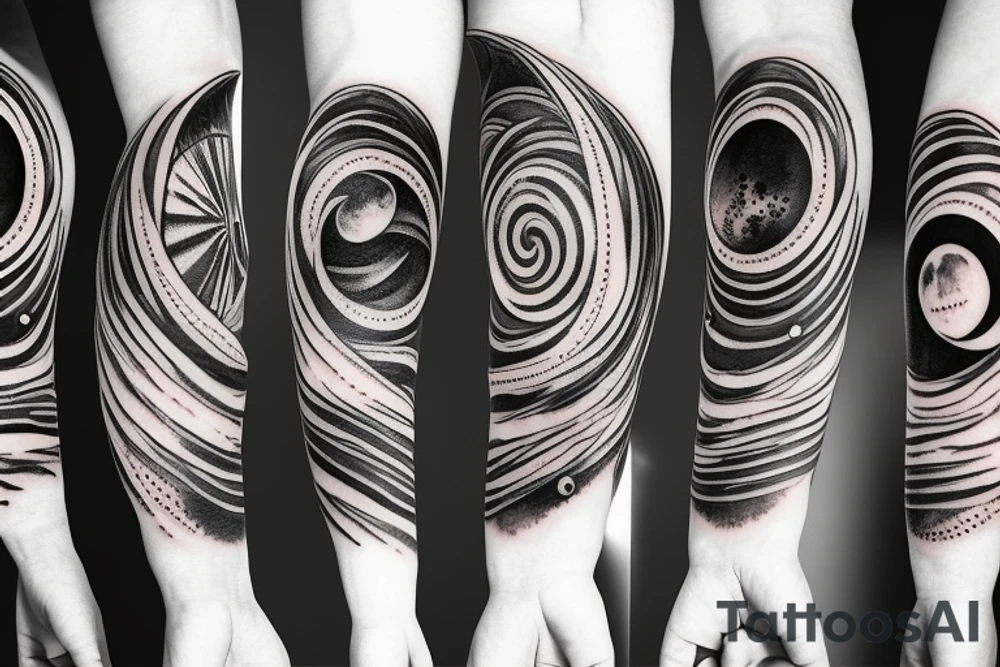 wood in the night with moon sleeve tattoo tattoo idea