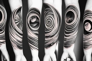wood in the night with moon sleeve tattoo tattoo idea