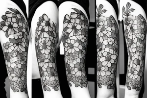 amethyst, primroses, dead aster flowers tattoo idea