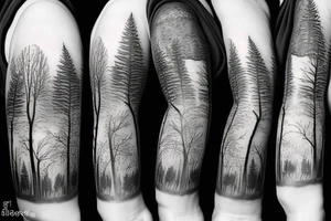 trees by night with full moon sleeve tattoo idea