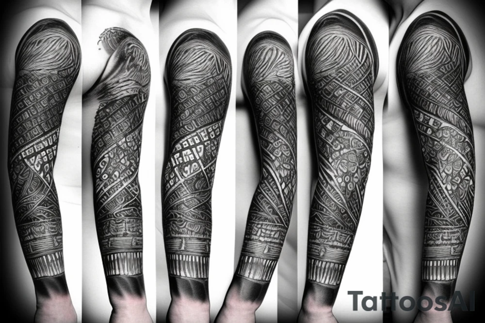 trees by night with full moon sleeve tattoo idea