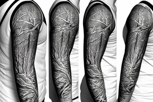 trees by night with full moon sleeve tattoo idea