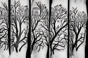 trees in night sleeve tattoo idea