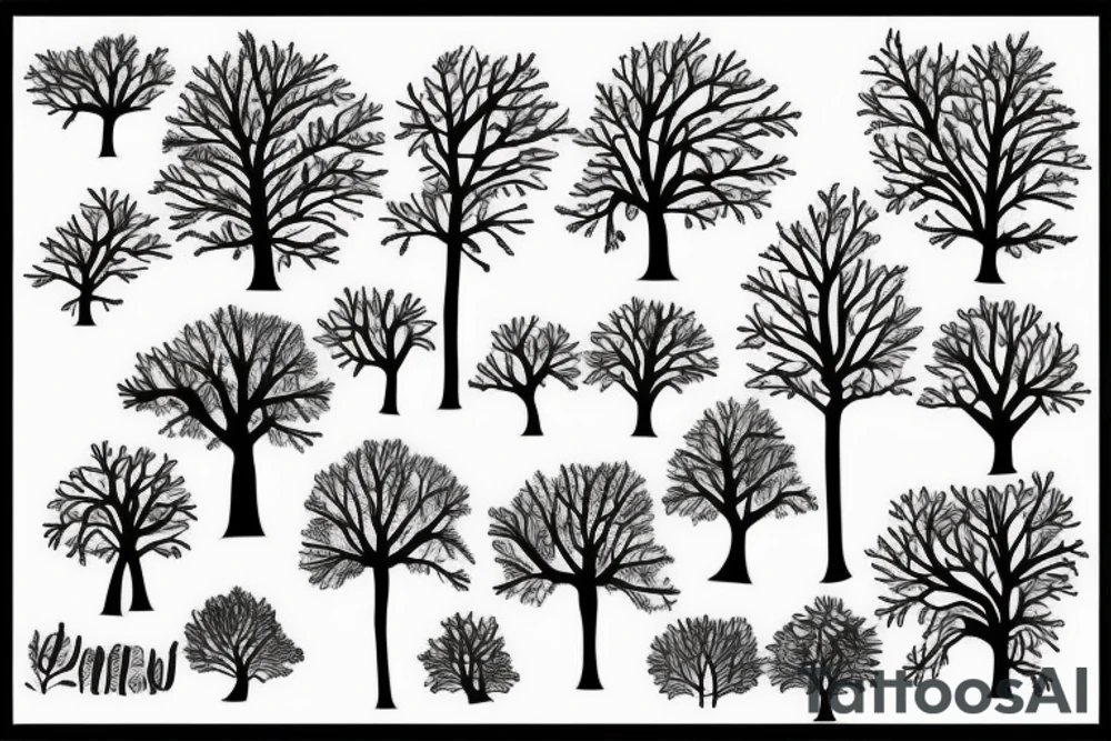 trees in night sleeve tattoo idea